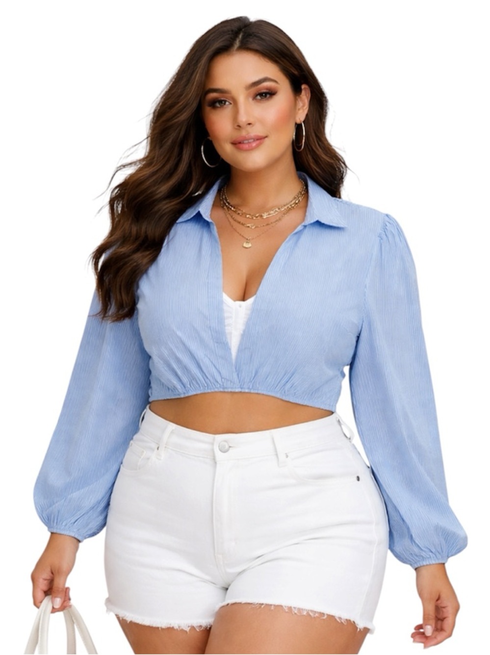 Live 4 Truth Blue & White Crop Top with built in tank  Size: 1X